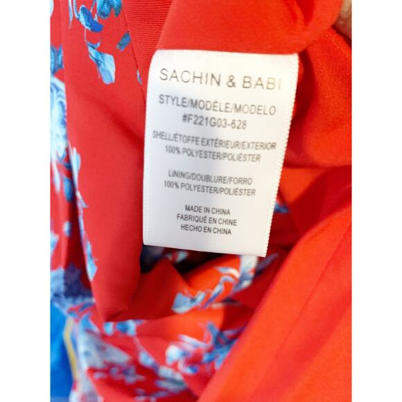 SACHIN + BABI Dress Size 12 Evening Gown Brielle Red Blue Floral Strapless - Picture 8 of 11